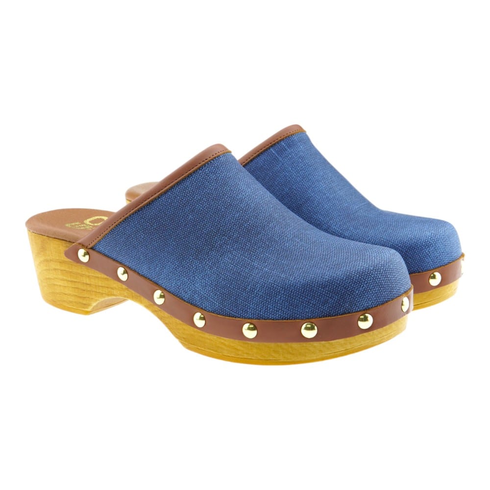 Zueco Madera y Denim Azul Go Woman Madeline