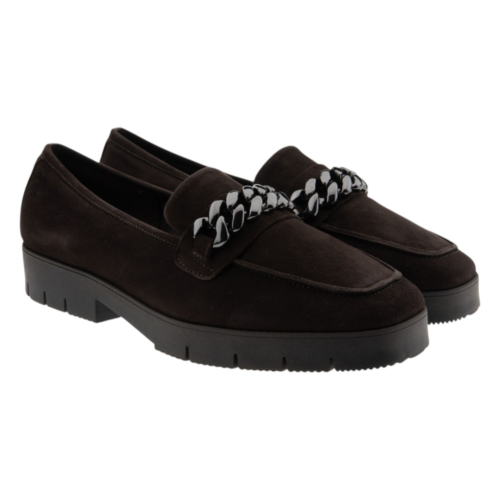 Mocasines ante marrón cadena y plataforma Reqins Manon Cuir