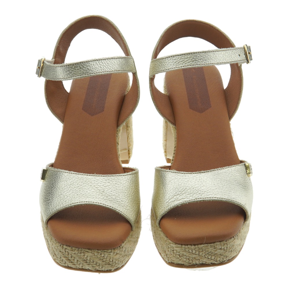 Sandalias doradas tacón Popa Marsella Laminado foto 2