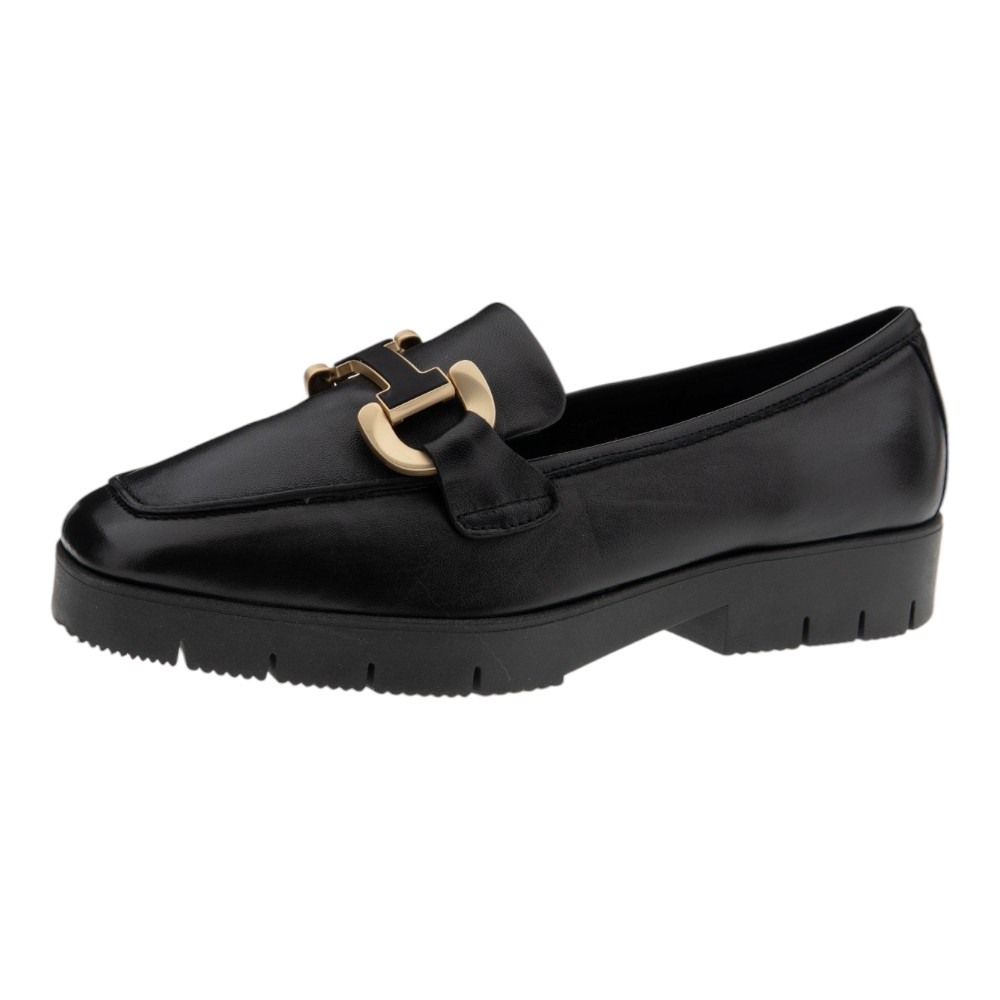 Mocasines negros piel plataforma y estribo mujer Reqins foto 3