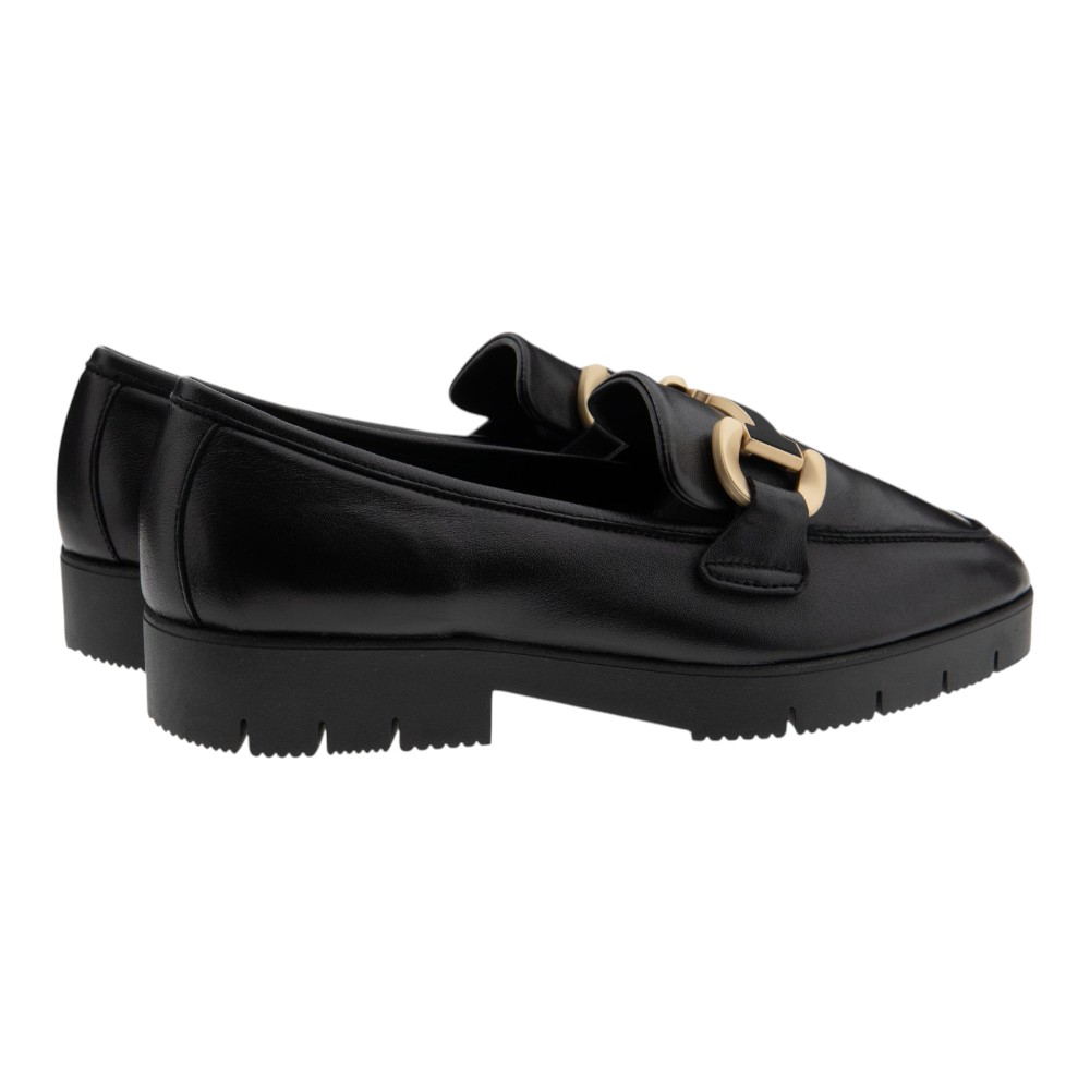 Mocasines negros piel plataforma y estribo mujer Reqins foto 4