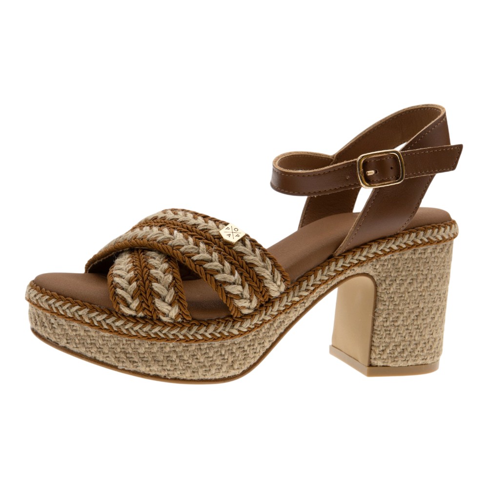 Sandalias tacón cáñamo Popa tiras cruzadas foto 3