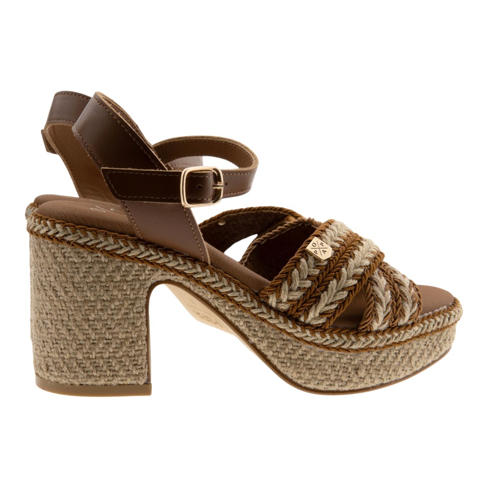Sandalias tacón cáñamo Popa tiras cruzadas foto 4
