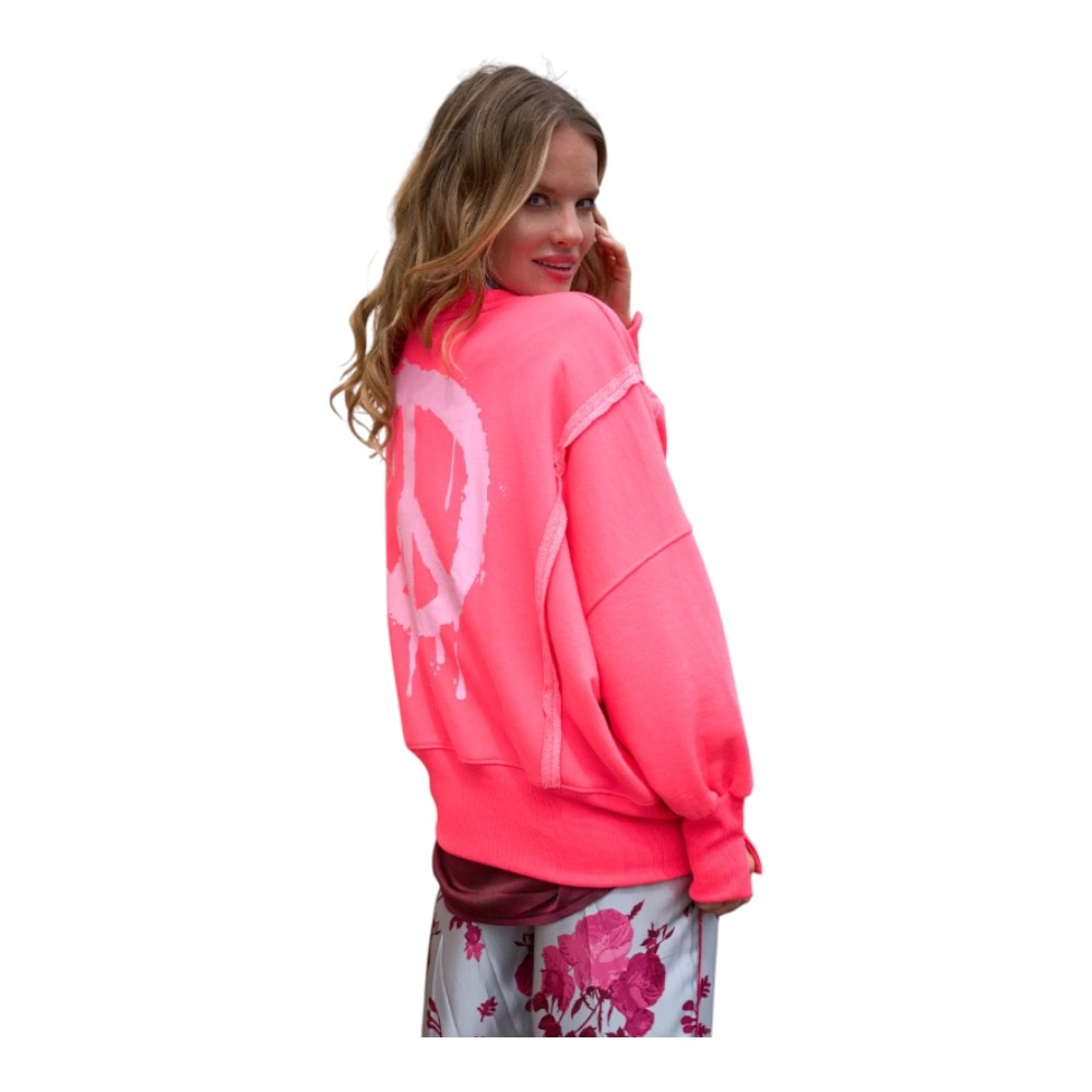 Sudadera mujer rosa con mensaje Peace & Love - Miss Goodlife foto 3