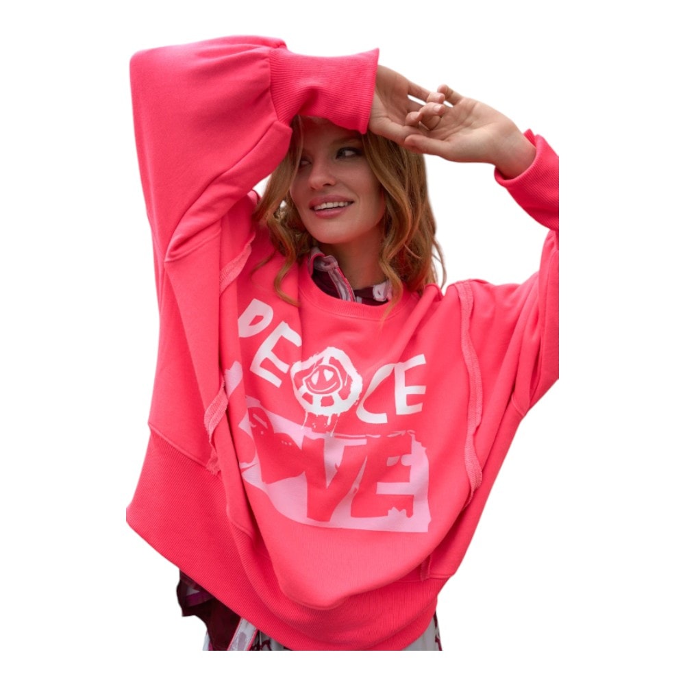 Sudadera mujer rosa con mensaje Peace & Love - Miss Goodlife foto 4