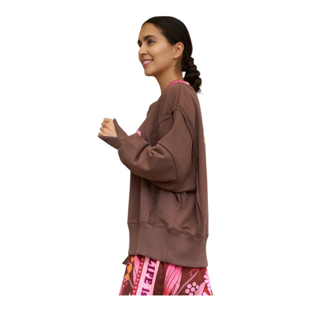 Sudadera mujer marrón con mensaje "nice" - Miss Goodlife foto 2