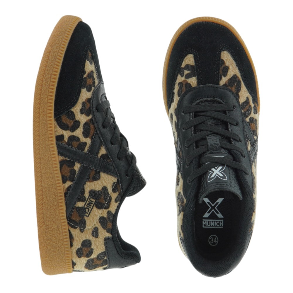 Sneakers leopardo Munich con cordones y suela caramelo foto 2