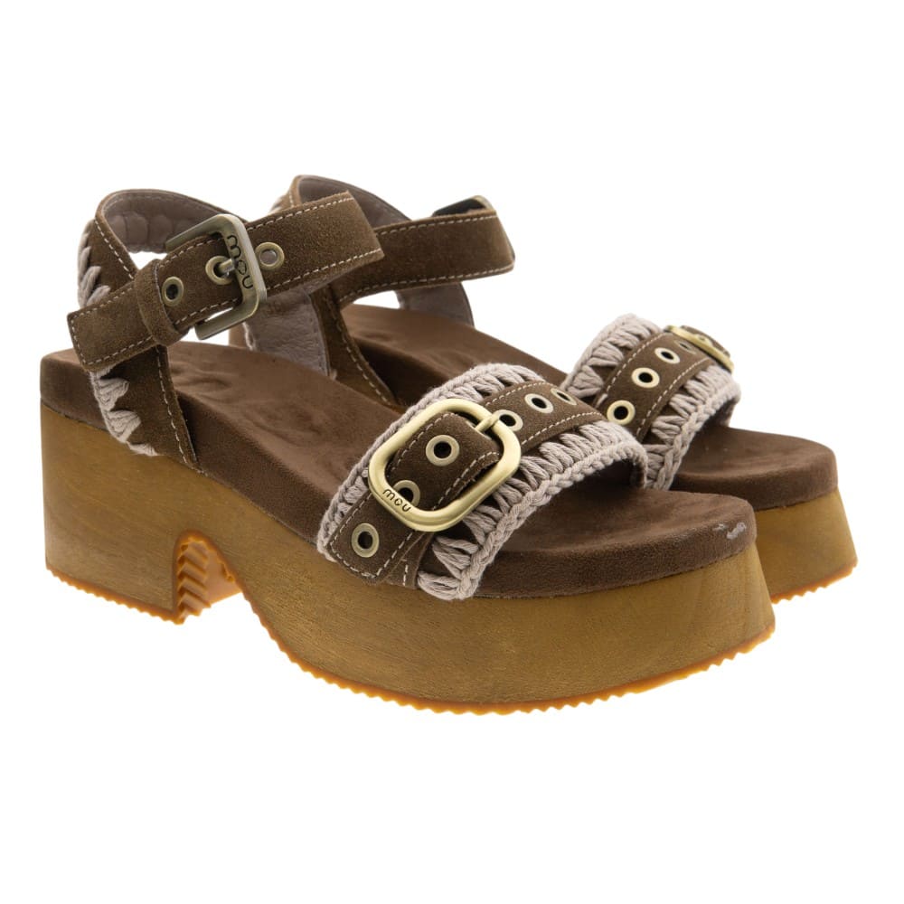 Sandalias ante cuero tacón madera Mou MU.SW141000A