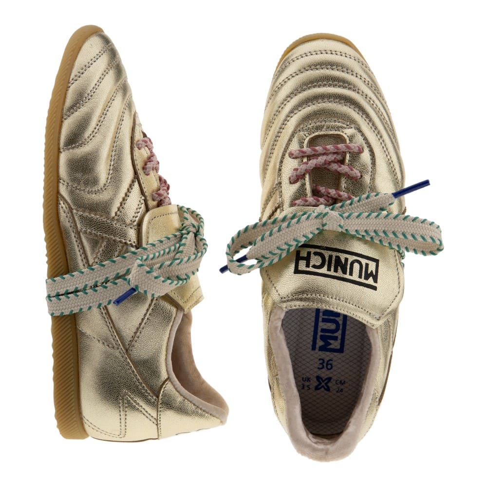 Munich zapatillas mujer doradas | Sneakers piel metalizada foto 2