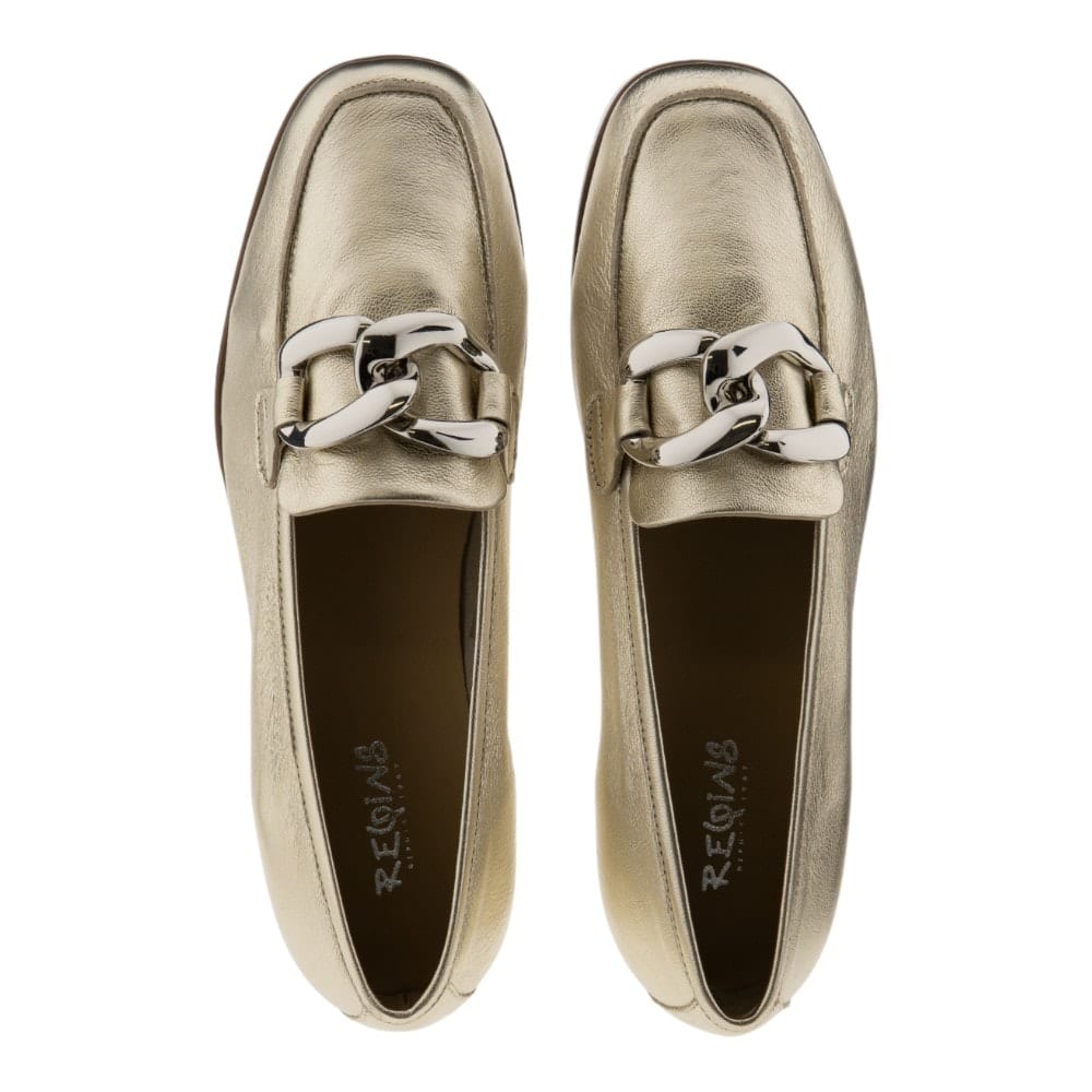 Mocasines metalizados mujer cadena Reqins Naster Cuir foto 2
