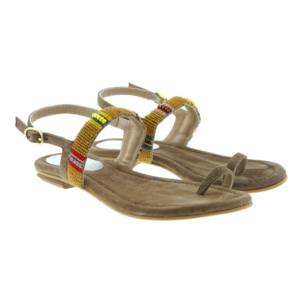 Sandalias Planas Dedo 220V Abalorios Tribal