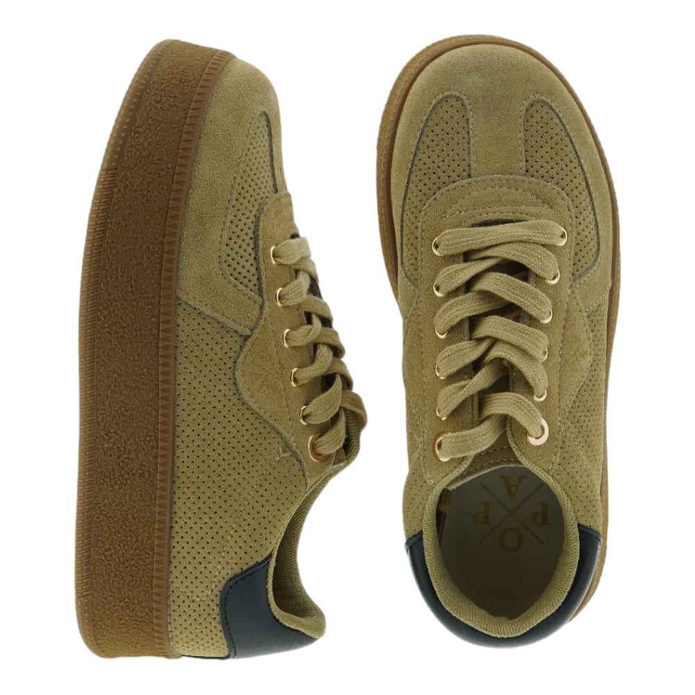 Zapatillas Popa plataforma suede taupe y rosa | Estilo y confort foto 2