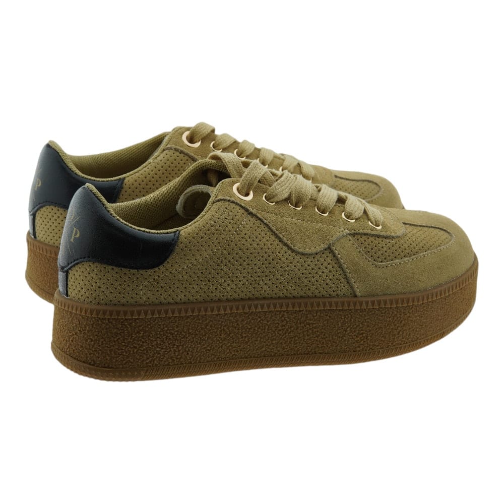 Zapatillas Popa plataforma suede taupe y rosa | Estilo y confort foto 4