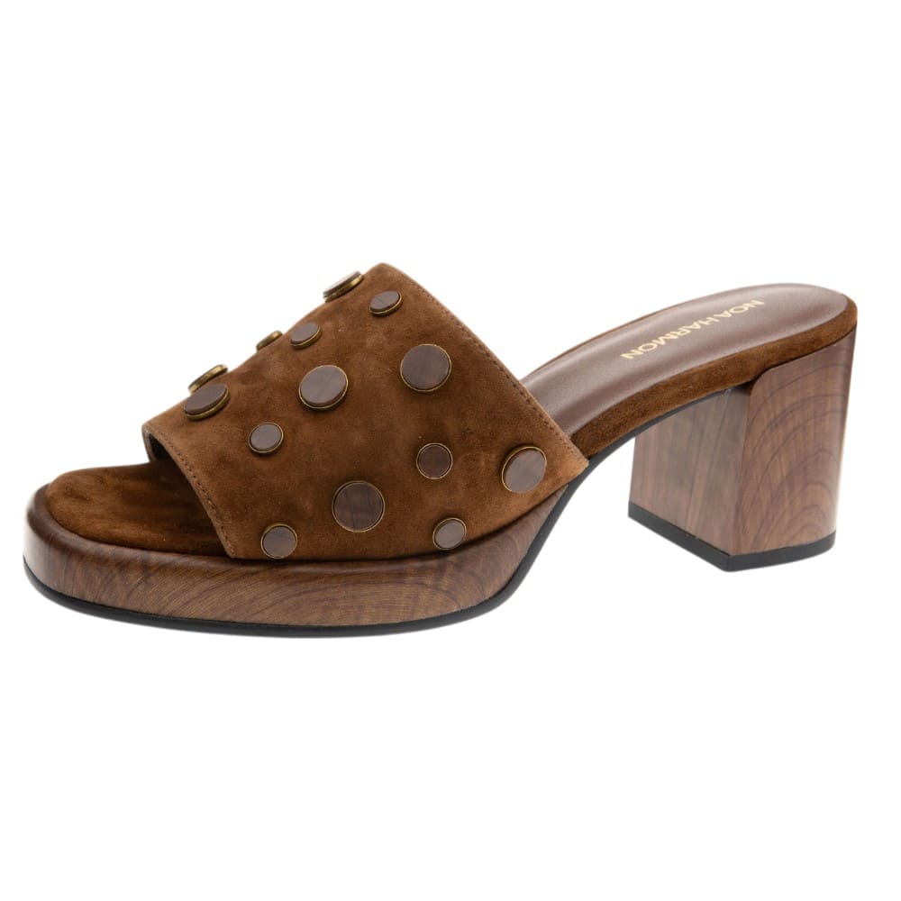 Sandalias pala tacón tachas Noa Harmon en marrón foto 3