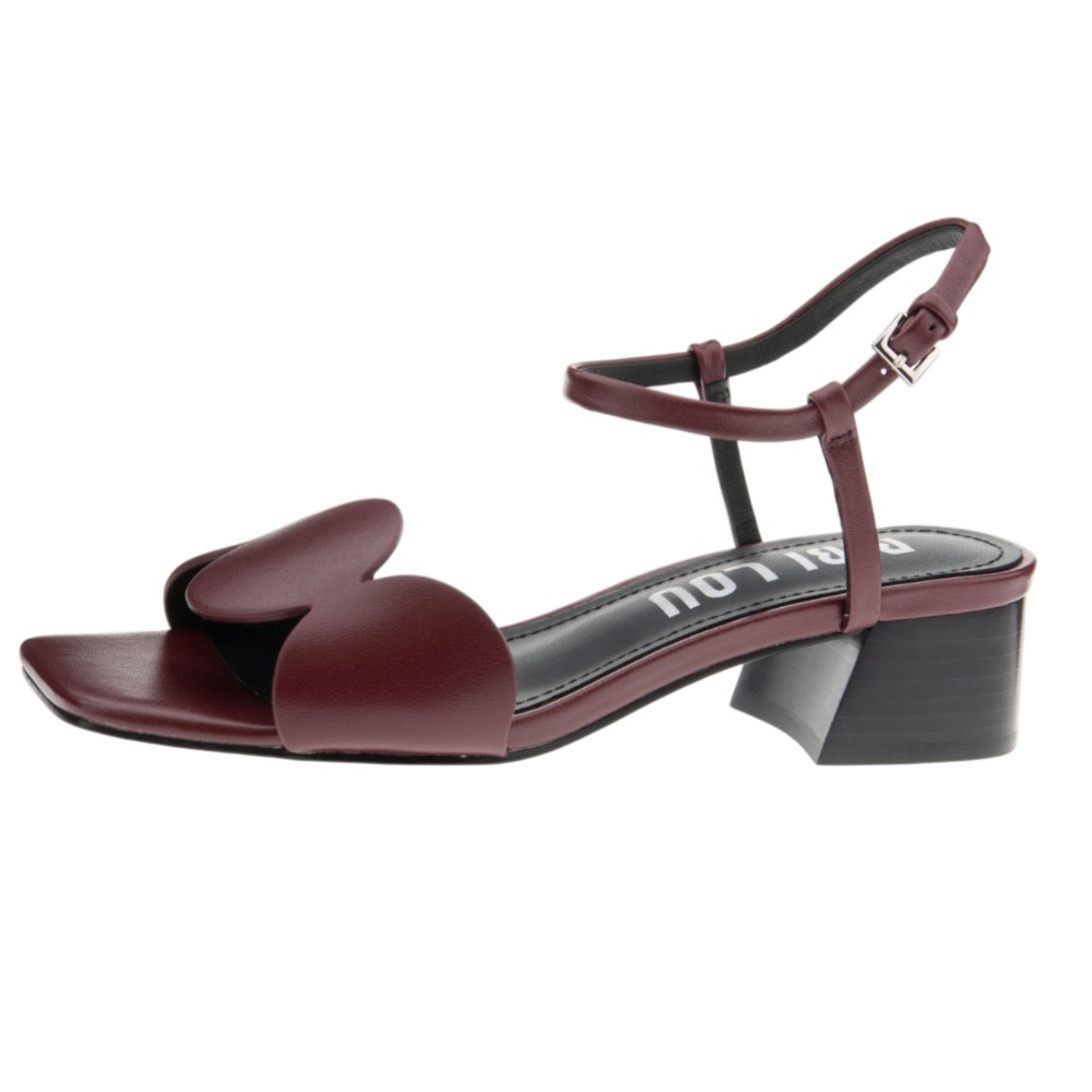 Sandalias burdeos piel tacón Bibilou elegantes mujer foto 3