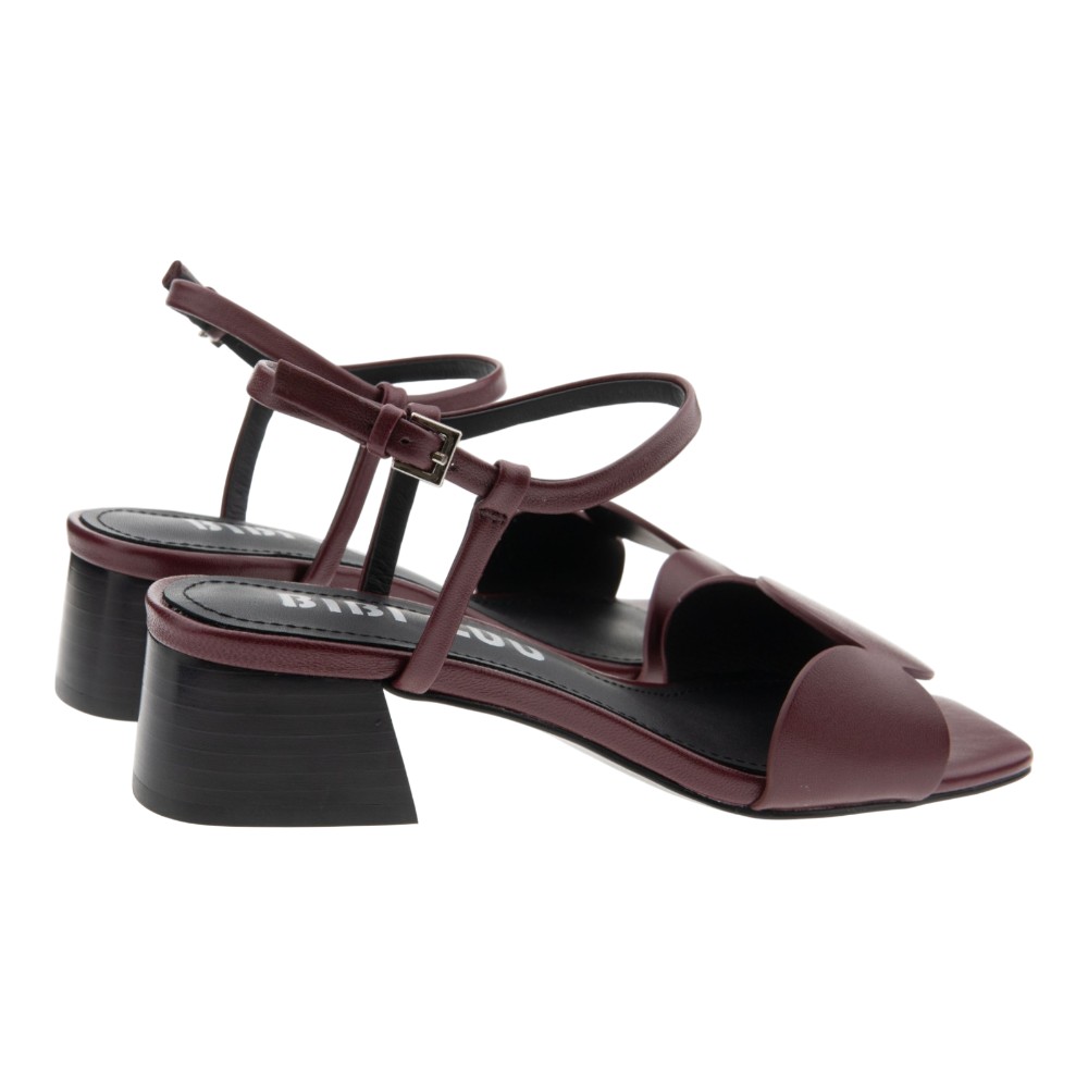 Sandalias burdeos piel tacón Bibilou elegantes mujer foto 4