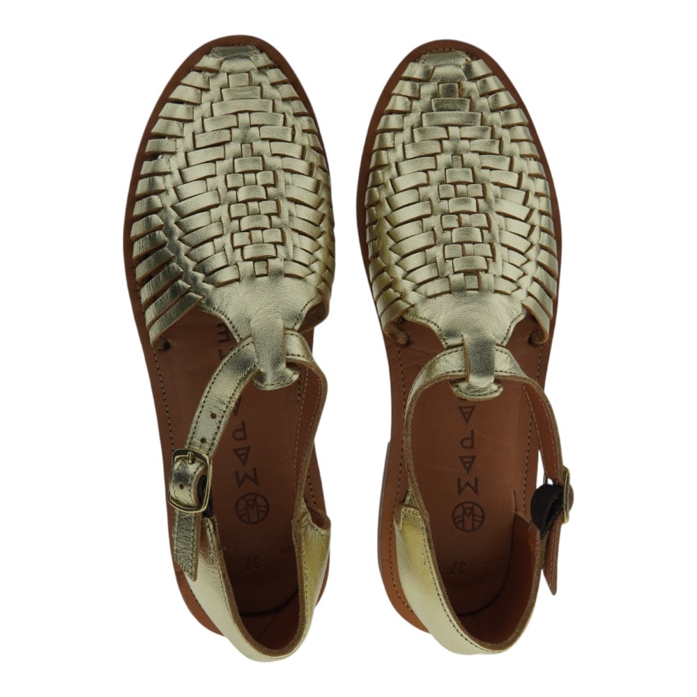Sandalias doradas planas mujer Mapache – Estilo artesanal y cómodo foto 2