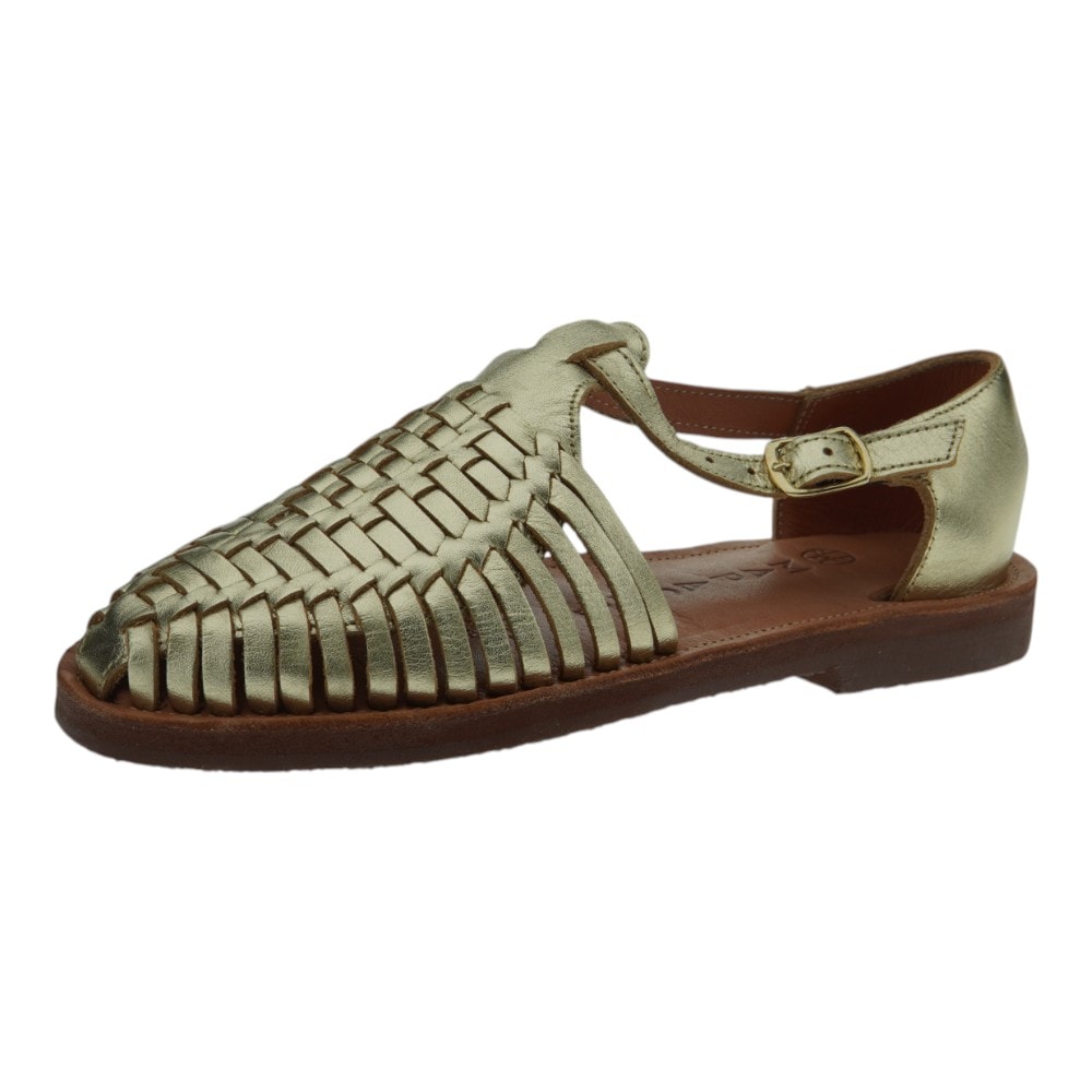 Sandalias doradas planas mujer Mapache – Estilo artesanal y cómodo foto 3