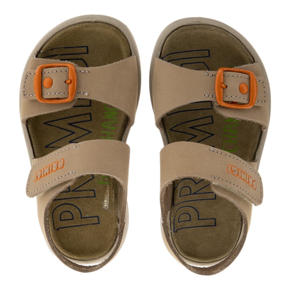 Sandalias Primigi Niño Caqui con Tira Velcro y Detalle Naranja | Carrile foto 2