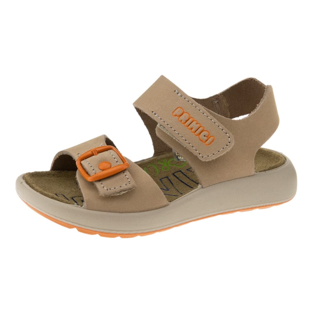 Sandalias Primigi Niño Caqui con Tira Velcro y Detalle Naranja | Carrile foto 3