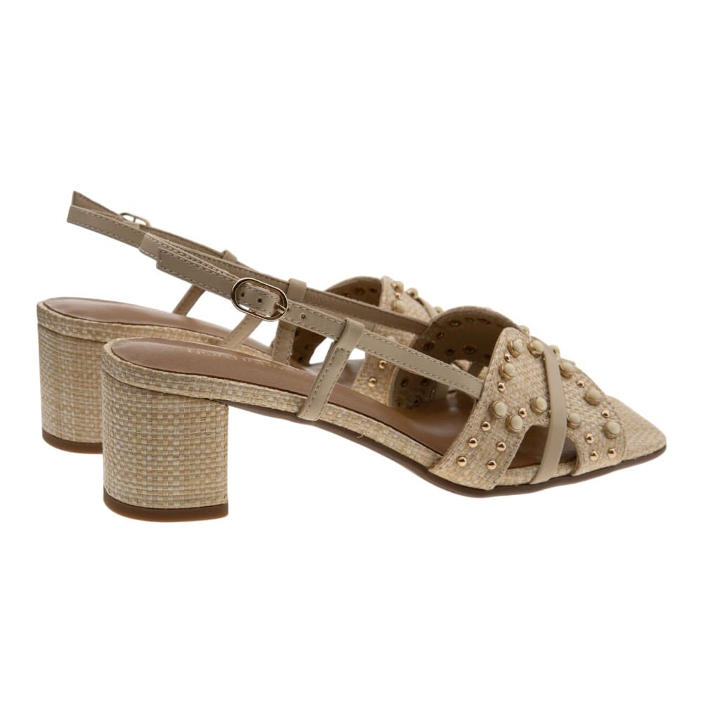 Sandalias rafia beig tachulas tacón Noa Harmon foto 4