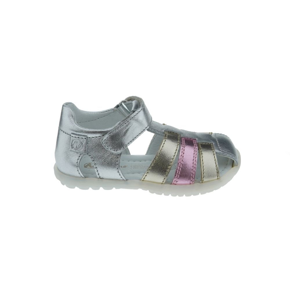 Sandalias niña cerradas piel metalizada velcro Naturino See foto 5