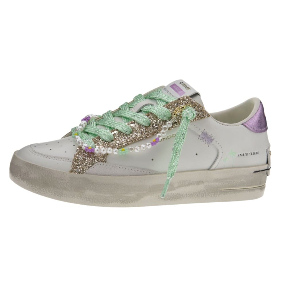 Zapatillas blancas glitter y adornos Crime London foto 3