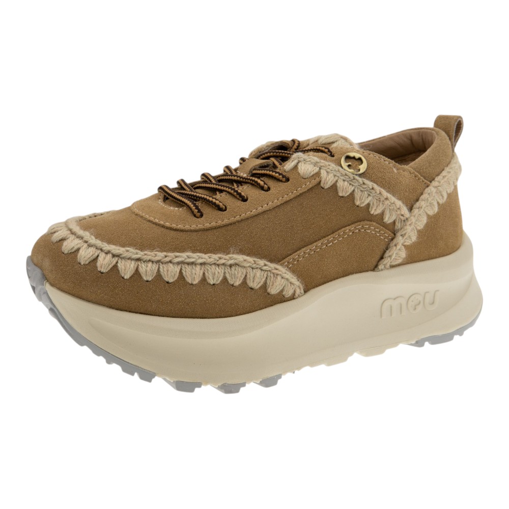 Zapatillas sneakers ante cuero pespuntes lana Mou foto 3