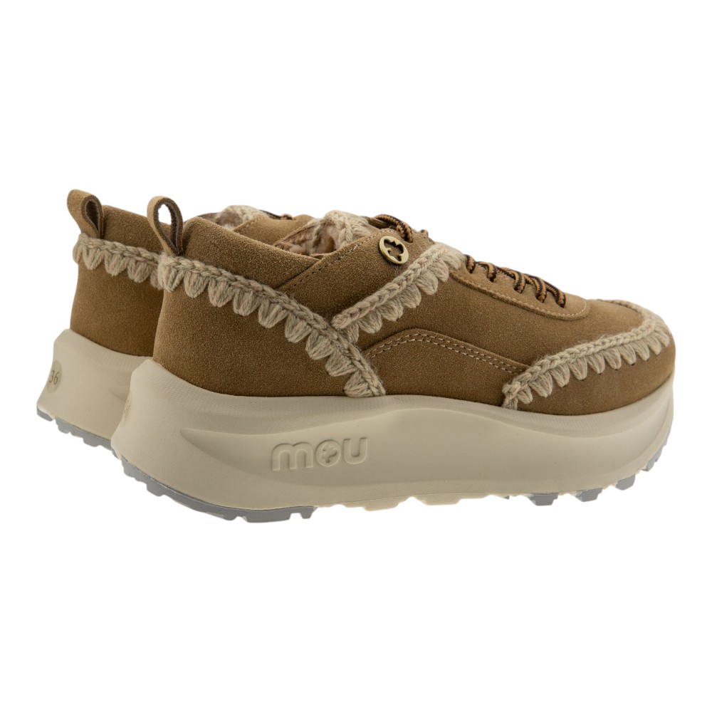 Zapatillas sneakers ante cuero pespuntes lana Mou foto 4