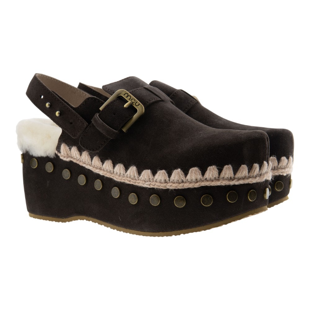 Zuecos plataforma piel ante Mou Suede Clog Back