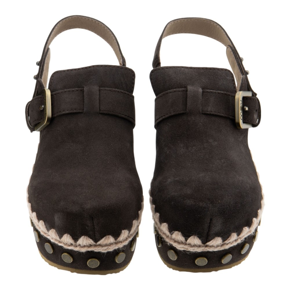 Zuecos serraje mujer cordero forrados de Mou con plataforma foto 2