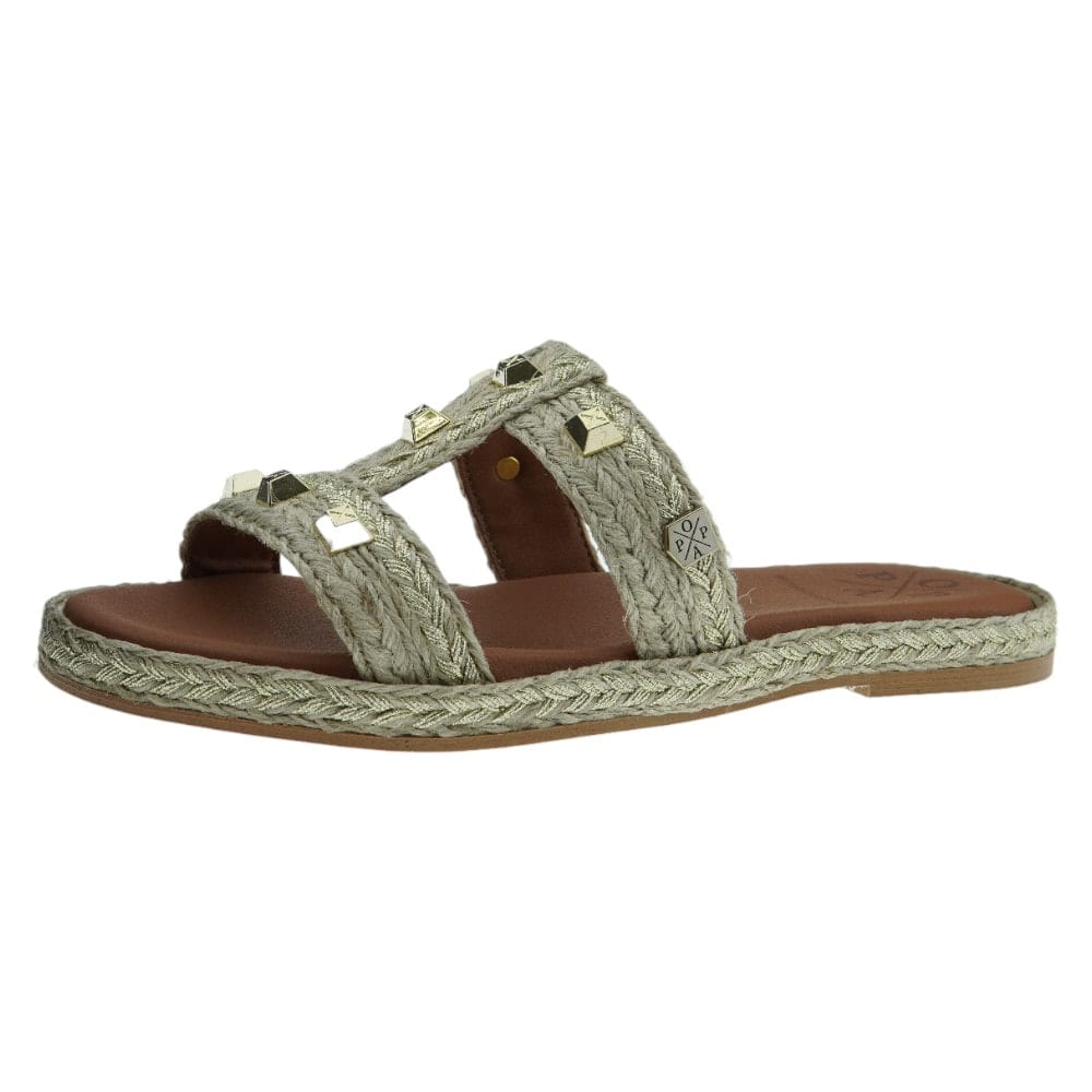 Sandalias Planas Popa Tabarca Salem Tachuelas y Rafia foto 3