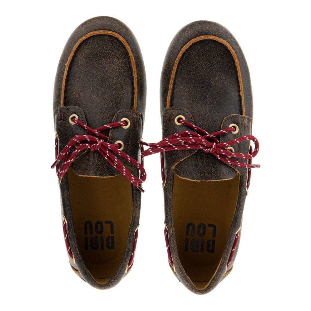 Náuticos mujer piel marrón con cordones laterales | Bibilou foto 2