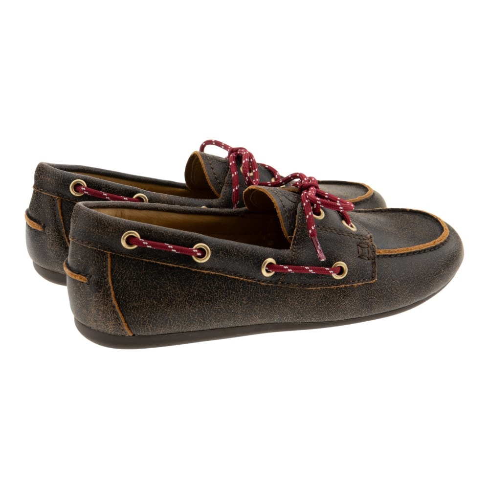 Náuticos mujer piel marrón con cordones laterales | Bibilou foto 4