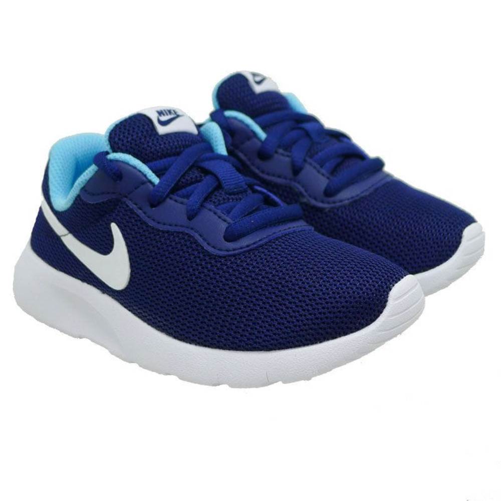 etiqueta freno Civil Deportivas niño malla azul logo blanco Nike Tanjun