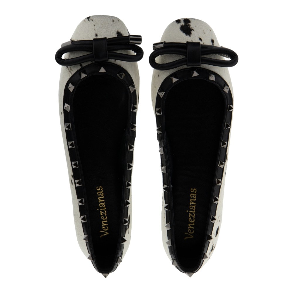 Bailarinas leopardo blanco y negro Venezianas con tachuelas foto 2