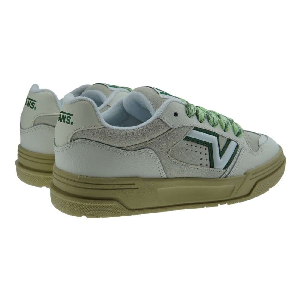 Zapatillas blancas Vans con suela beige y cordones verdes foto 4