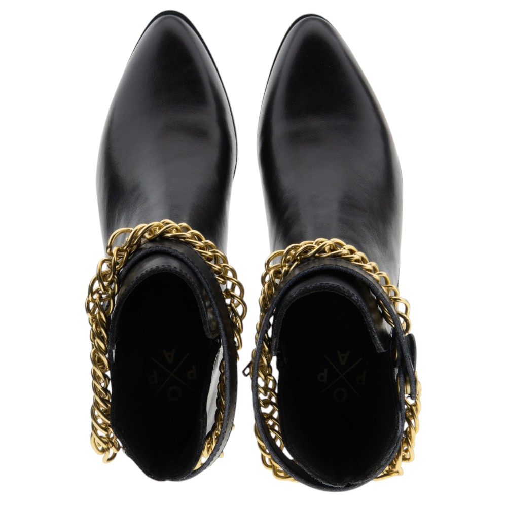 Botines negros piel tacón adorno cadena Popa | Carrilé foto 2