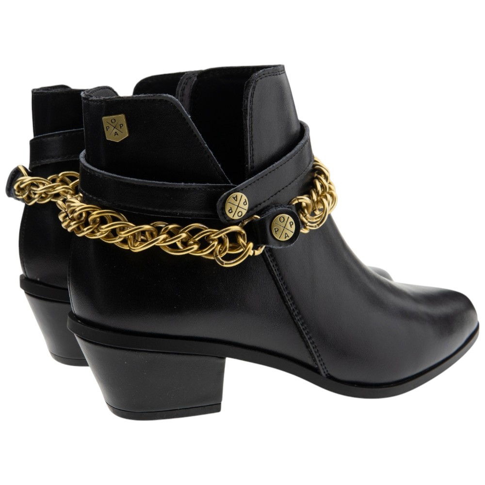 Botines negros piel tacón adorno cadena Popa | Carrilé foto 4