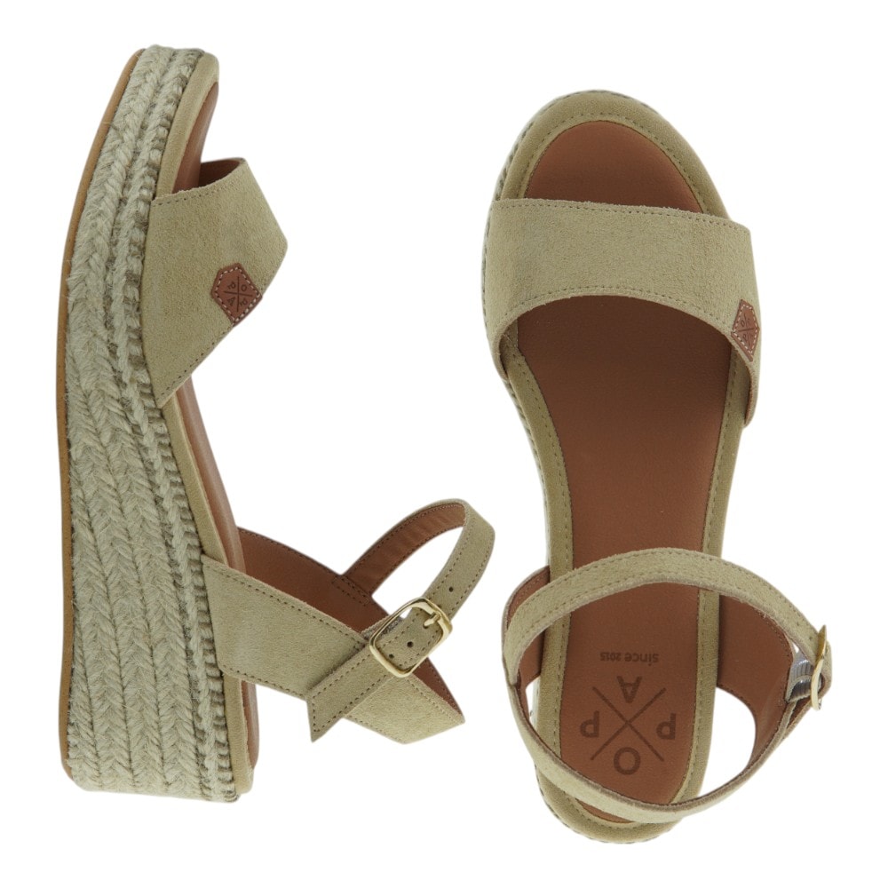 Sandalias cuña esparto Popa en beige y negro foto 2