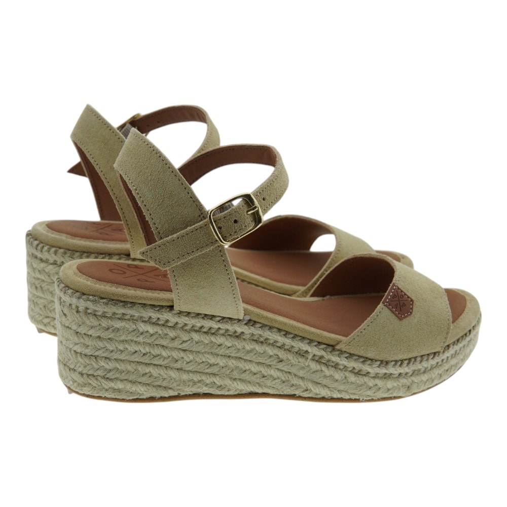 Sandalias cuña esparto Popa en beige y negro foto 4
