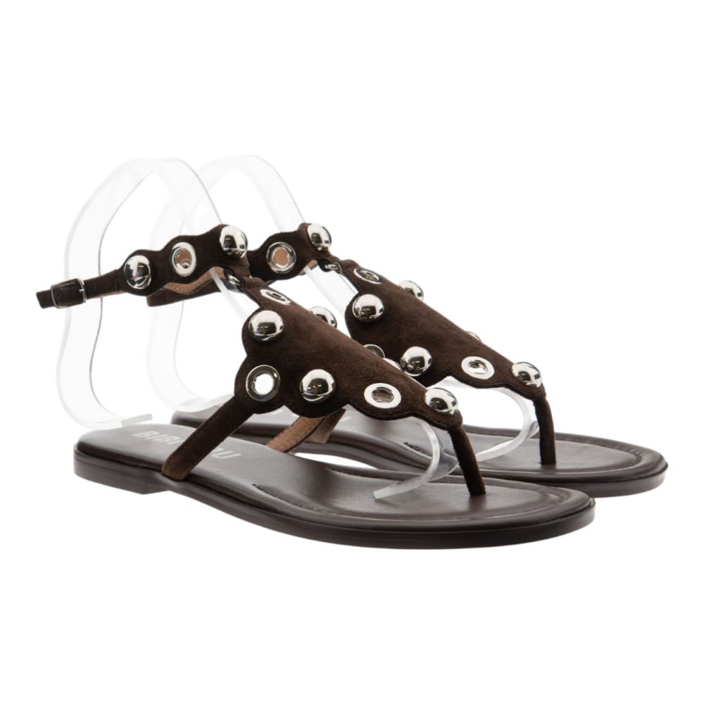 Sandalias esclavas marrones tachas Bibilou Viviene Flat