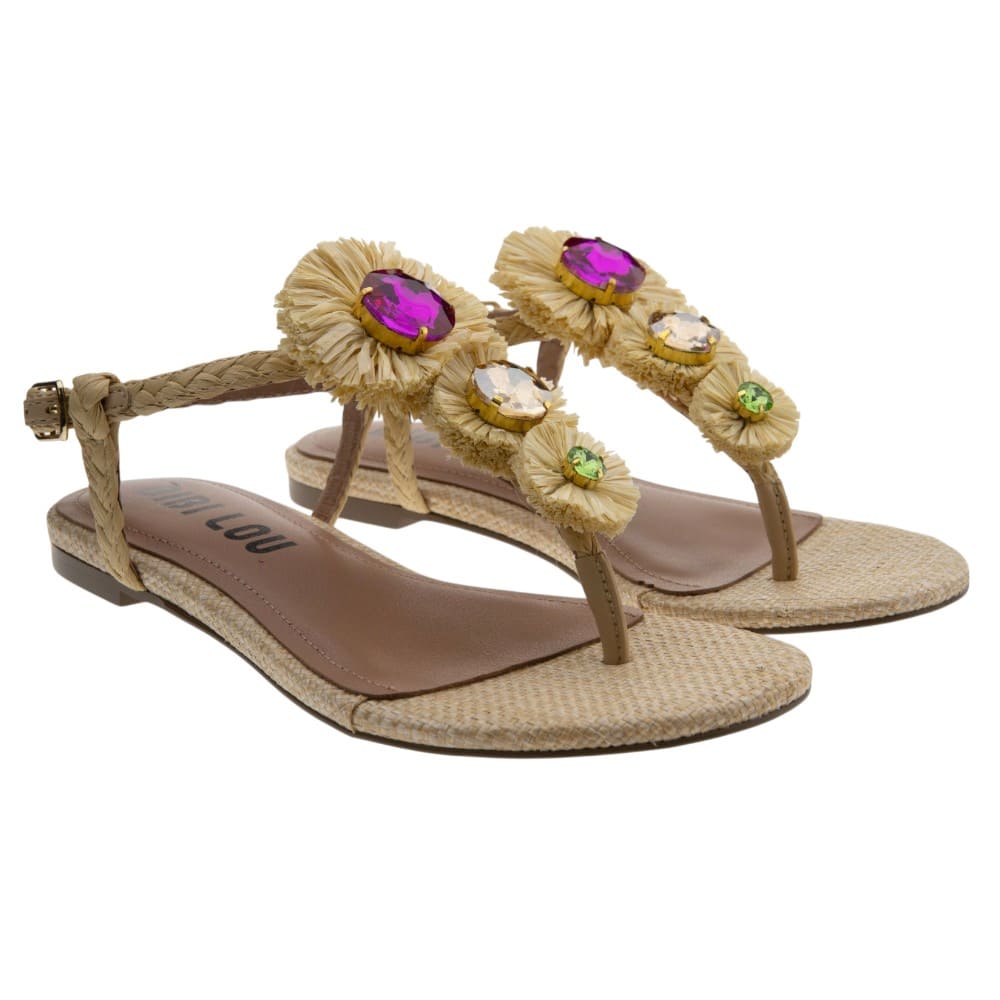 Sandalia dedo rafia piedras Bibilou Vivin