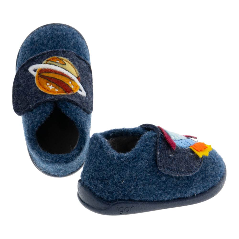 Zapatillas de casa bebé respetuosas cohete azul - Igor foto 4