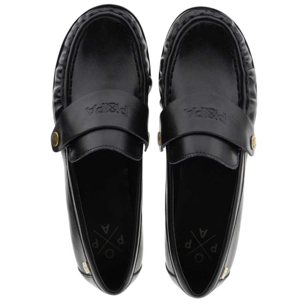 Mocasines negros adorno cadena Popa | Carrilé foto 2