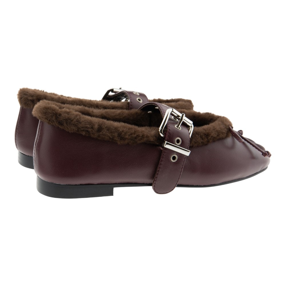 Bailarinas piel pelo Venezianas con hebilla en negro y burdeos foto 4