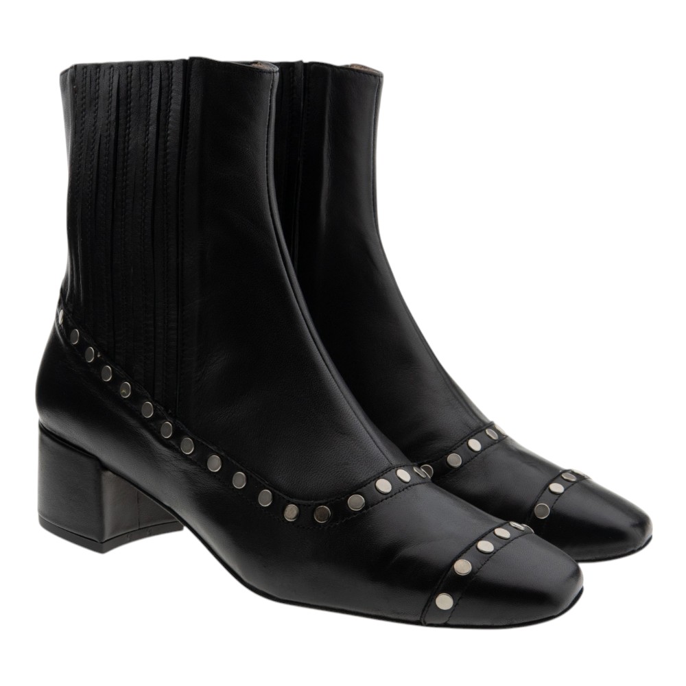 Botines piel tachas tacón cuadrado Miuxa Ysone