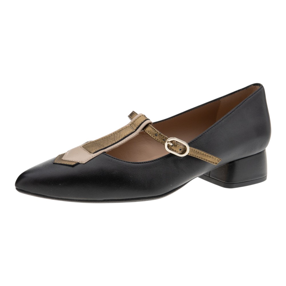 Zapato tacón bajo punta y hebilla negro Miuxa foto 3