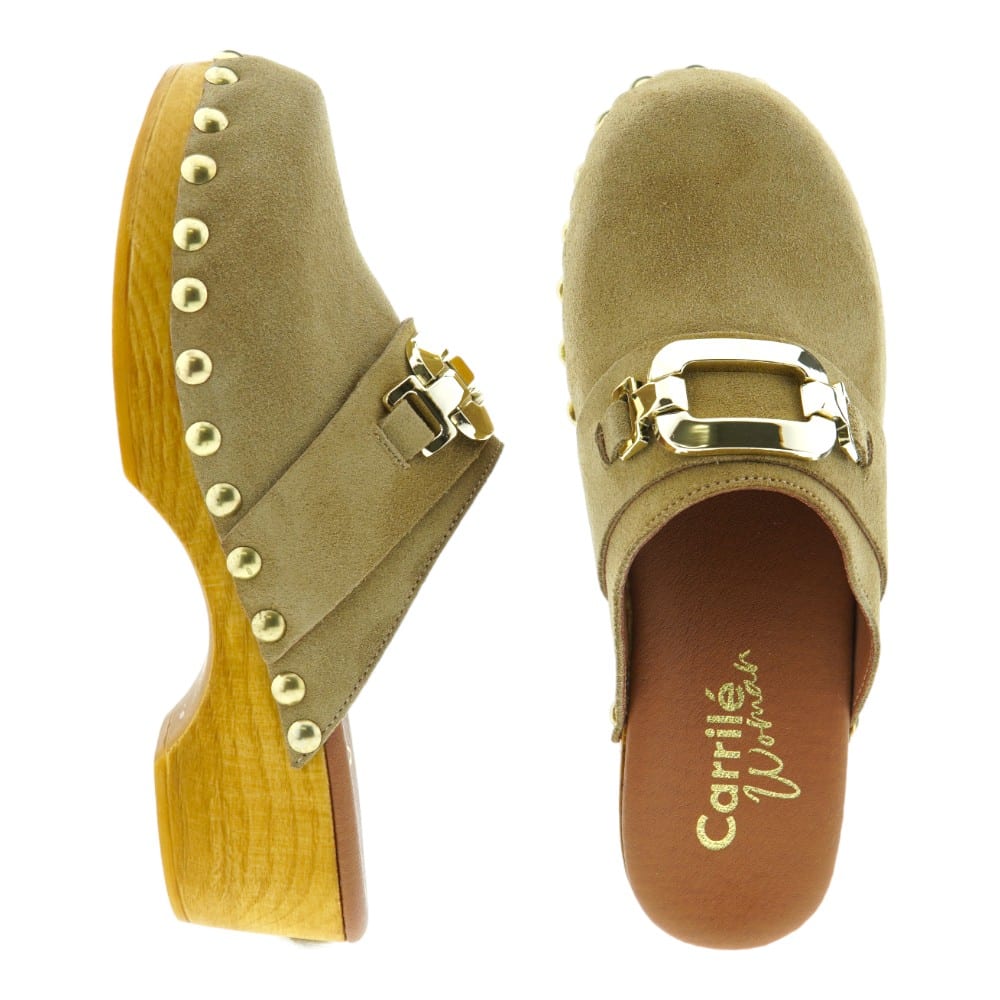 Comodidad y Estilo con el Zueco de Madera Estilo Ante Carrile Woman foto 2