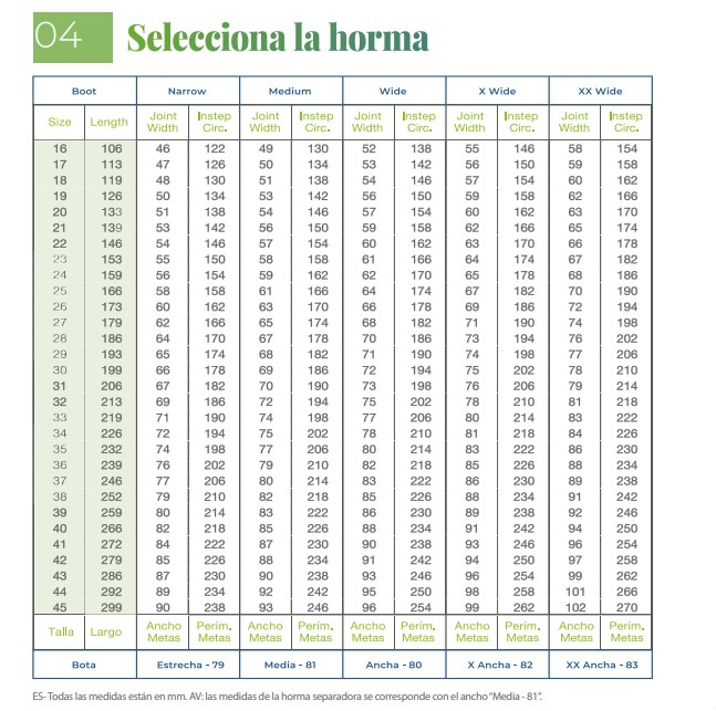 Seleccionar horma Mendivil